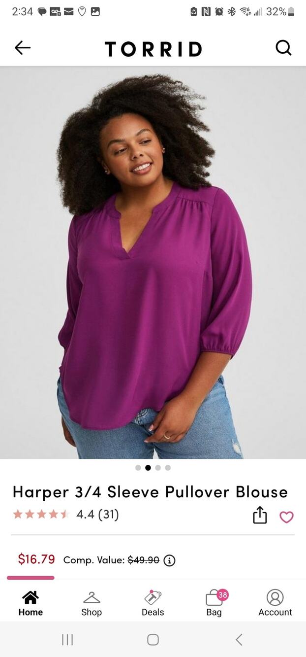 Torrid NWT Fuchsia Harper Shirt in Size 4